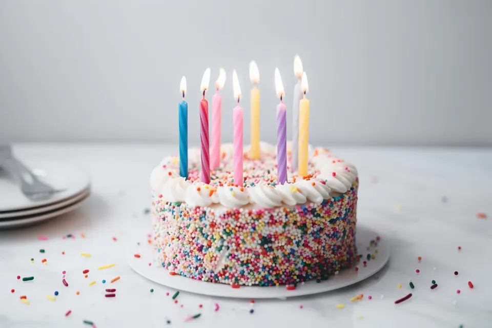 Gâteau d'anniversaire aux vermicelles et bougies